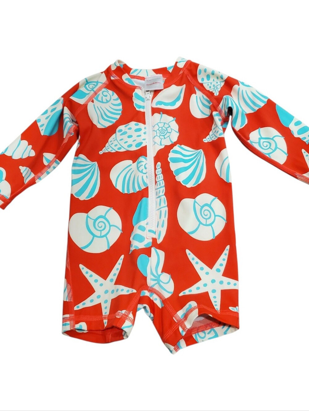 Hanna Andersson Swim Rashguard Red Seashells Baby 12-18 Months